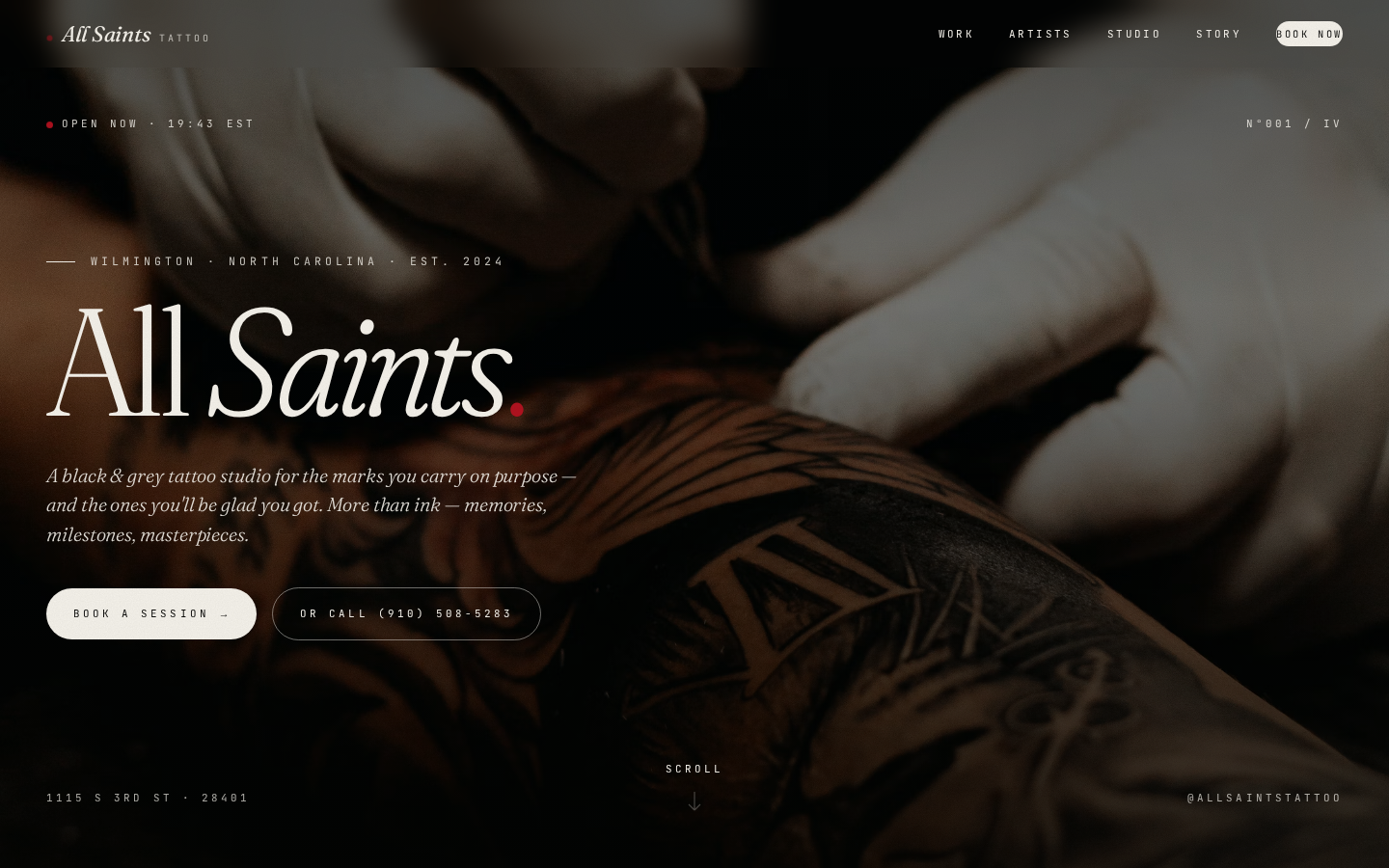 All Saints Tattoo website
