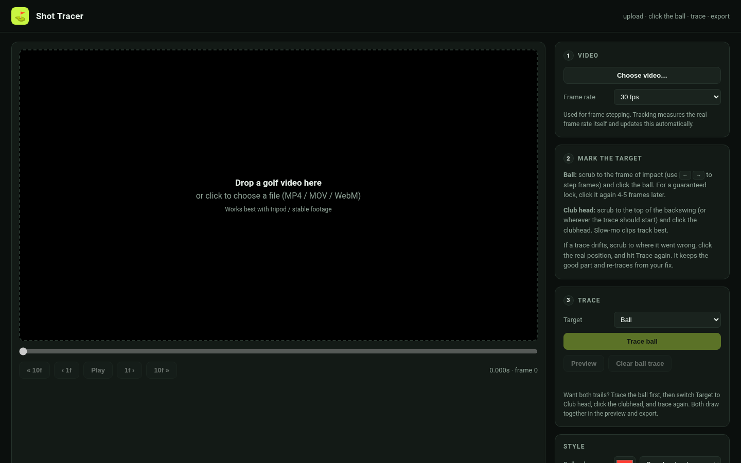 Shot Tracer, a browser video tracing app